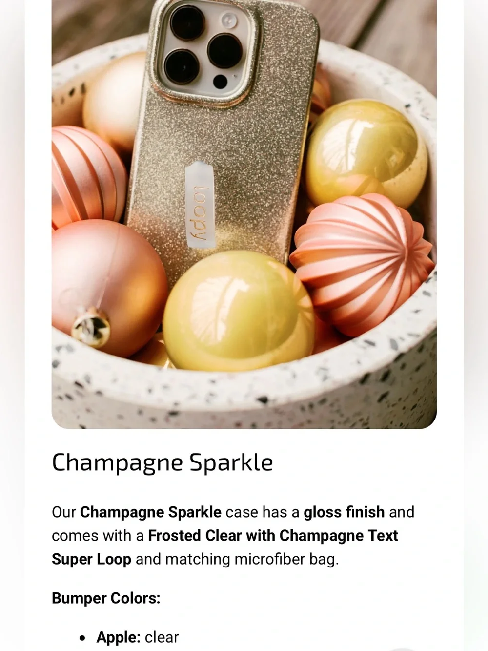 LIKE NEW— Metallic Gold Glitter Loopy Case